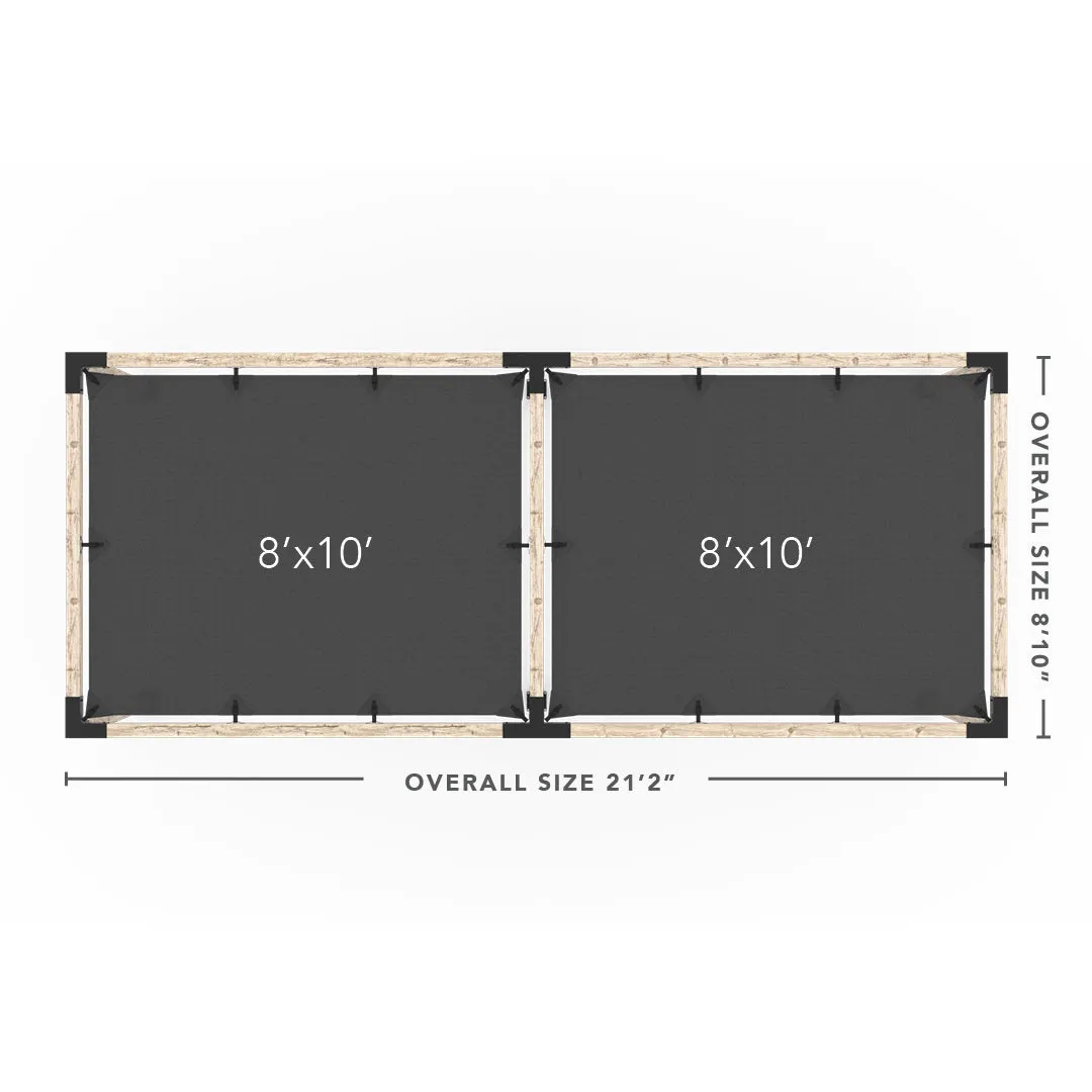 Double Pergola Kit with 2 SHADE SAILS for 4x4 Wood Posts