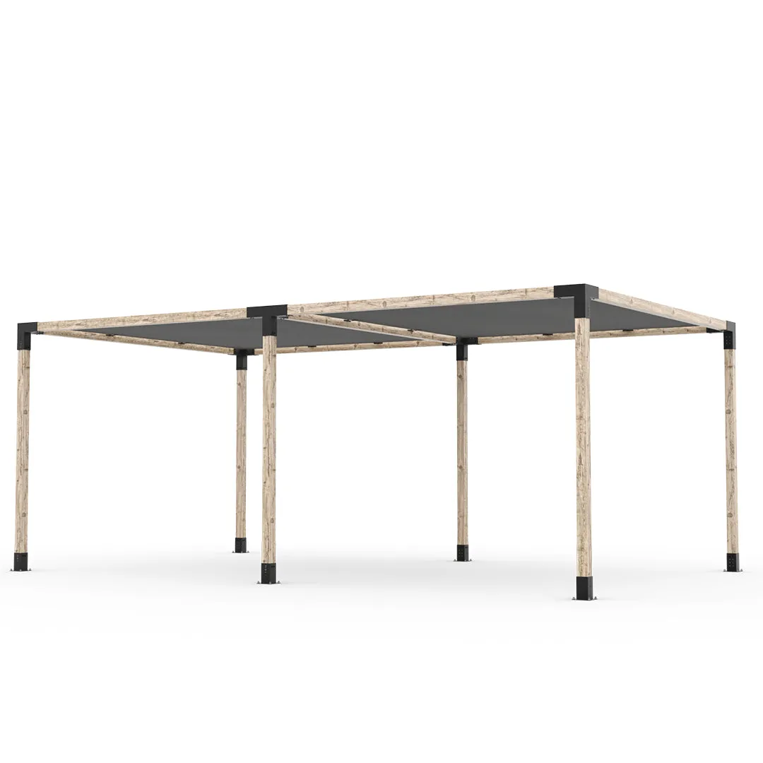 Double Pergola Kit with 2 SHADE SAILS for 4x4 Wood Posts