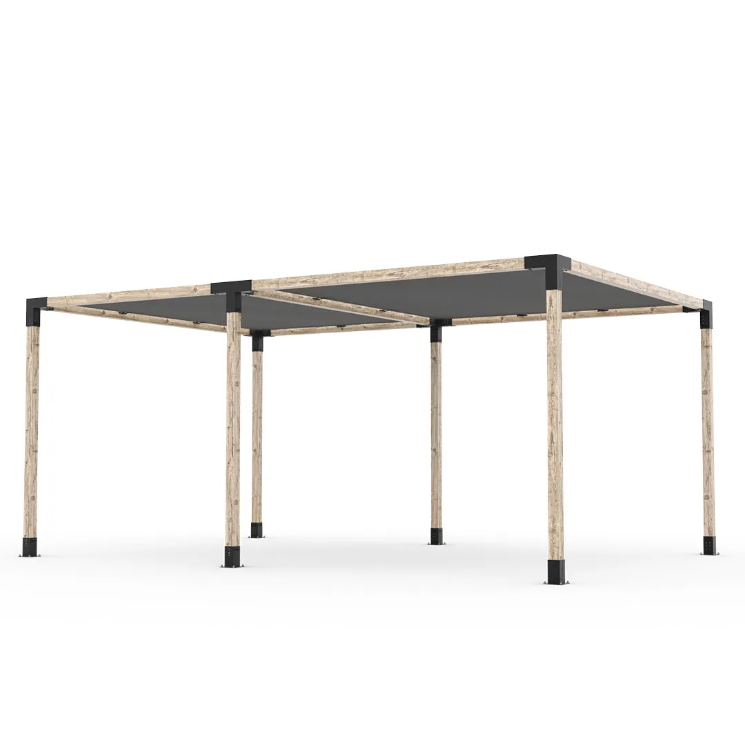 Double Pergola Kit with 2 SHADE SAILS for 4x4 Wood Posts