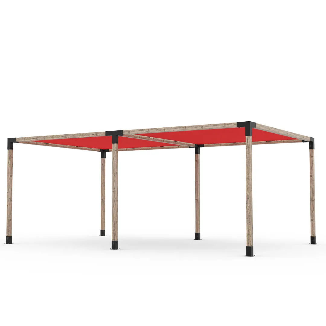 Double Pergola Kit with 2 SHADE SAILS for 4x4 Wood Posts