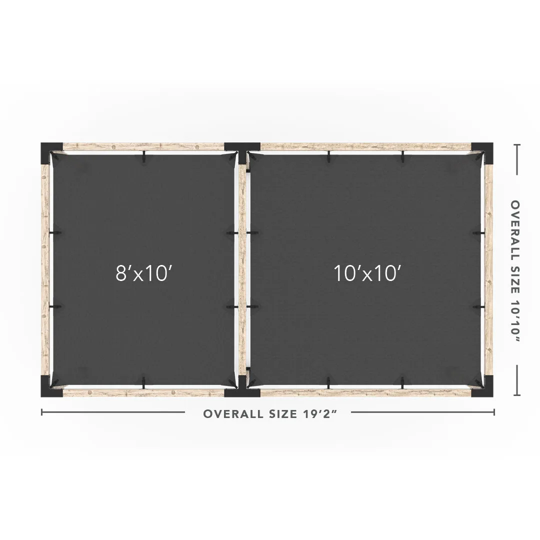 Double Pergola Kit with 2 SHADE SAILS for 4x4 Wood Posts