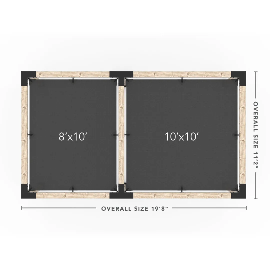 Double Pergola Kit with 2 SHADE SAILS for 6x6 Wood Posts