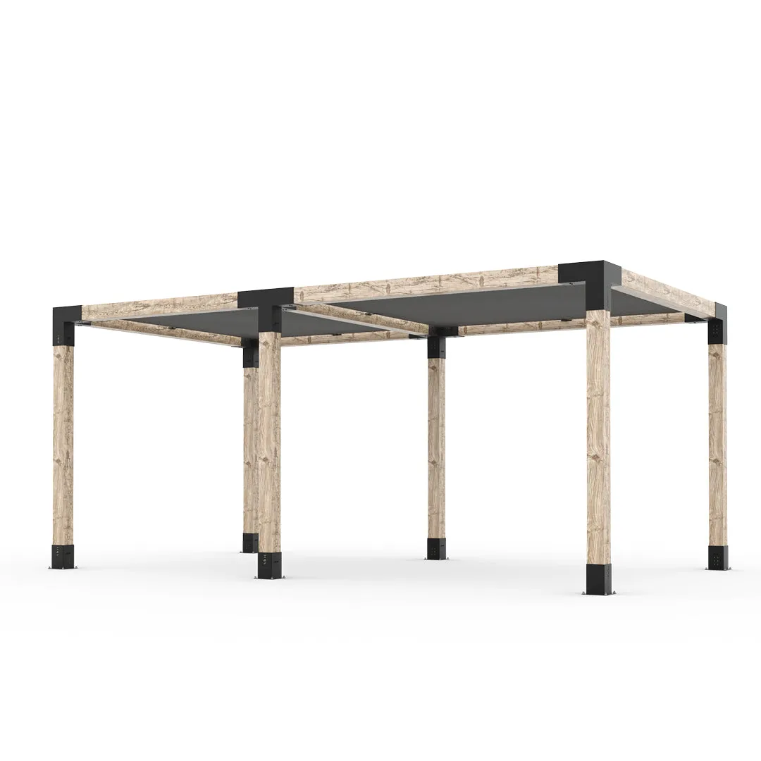 Double Pergola Kit with 2 SHADE SAILS for 6x6 Wood Posts