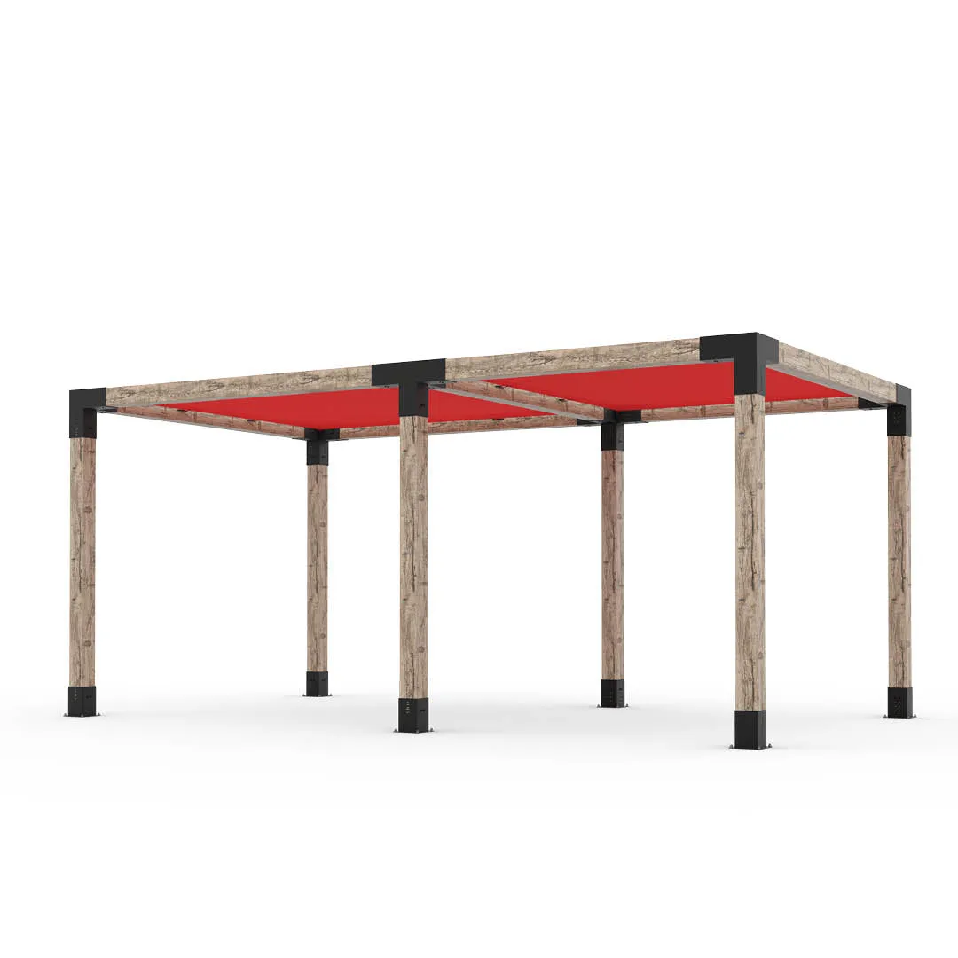 Double Pergola Kit with 2 SHADE SAILS for 6x6 Wood Posts