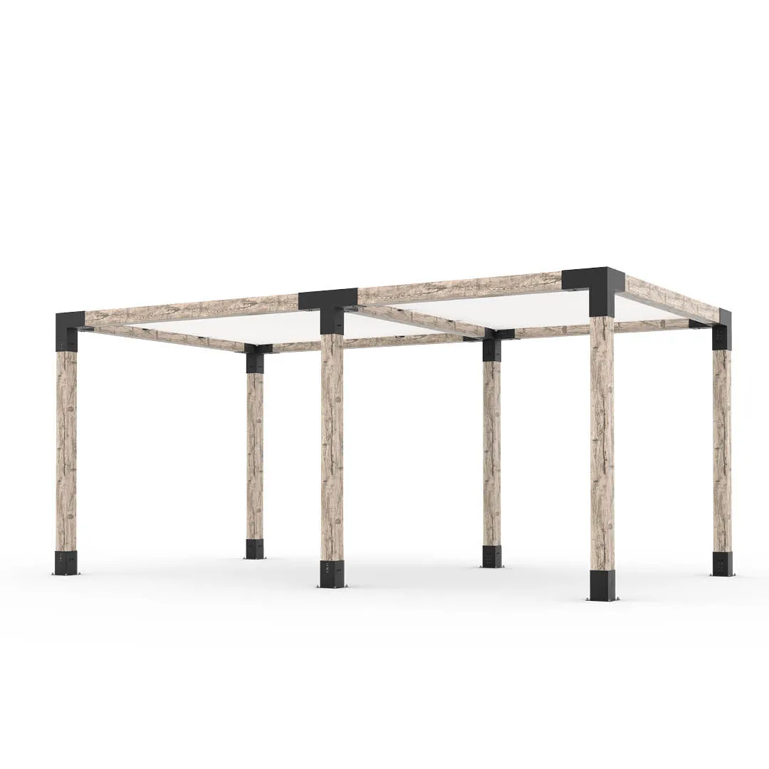Double Pergola Kit with 2 SHADE SAILS for 6x6 Wood Posts