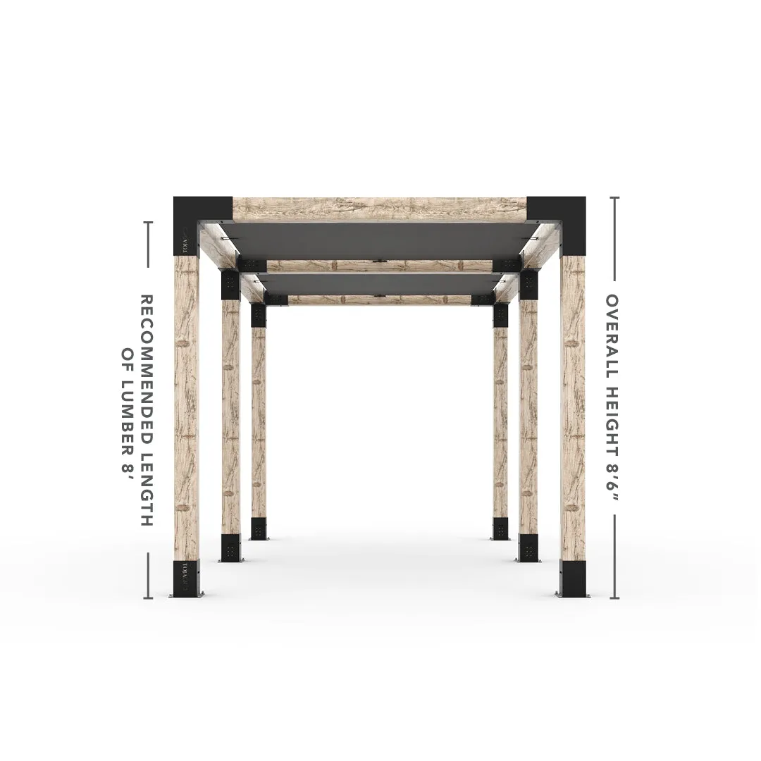 Double Pergola Kit with 2 SHADE SAILS for 6x6 Wood Posts