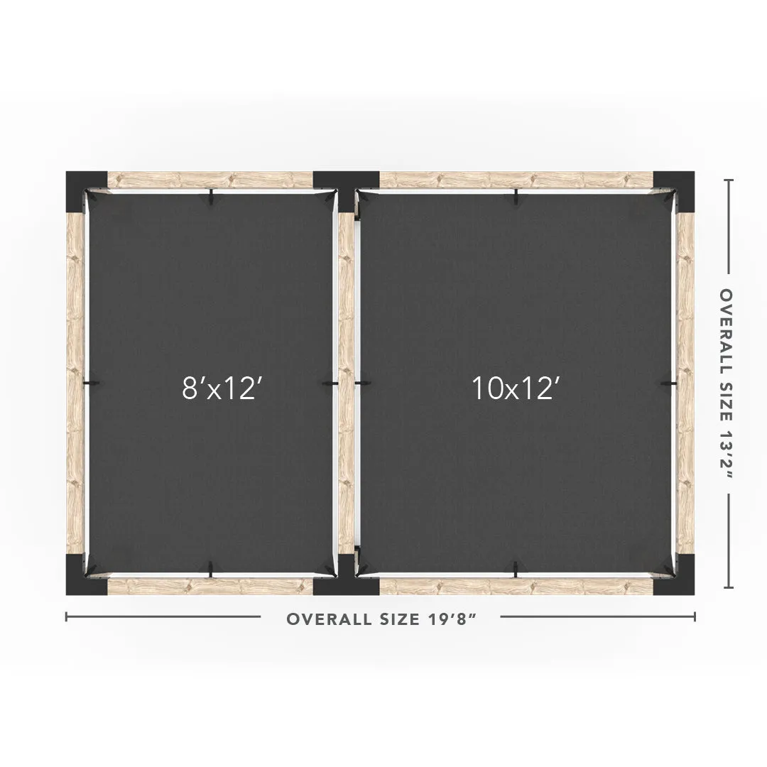 Double Pergola Kit with 2 SHADE SAILS for 6x6 Wood Posts