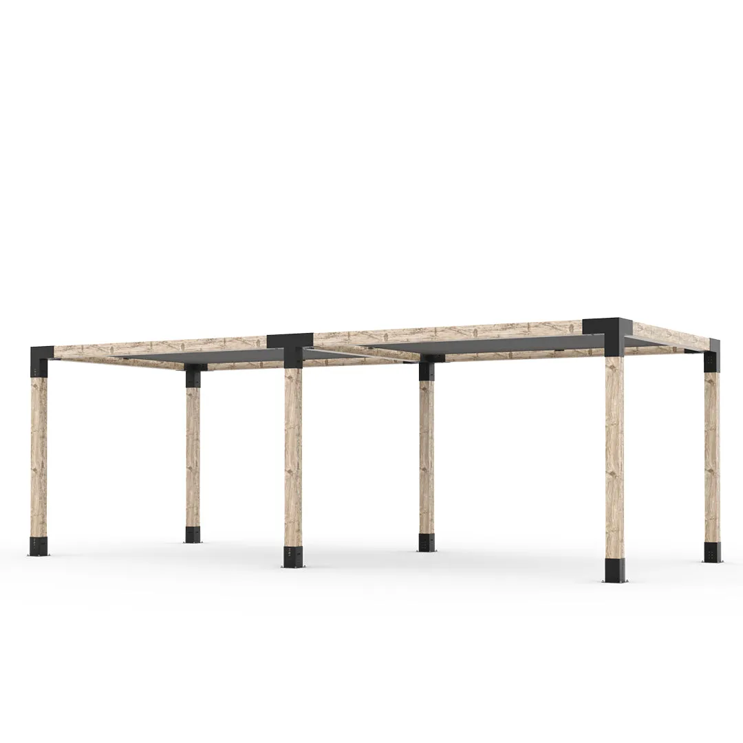 Double Pergola Kit with 2 SHADE SAILS for 6x6 Wood Posts