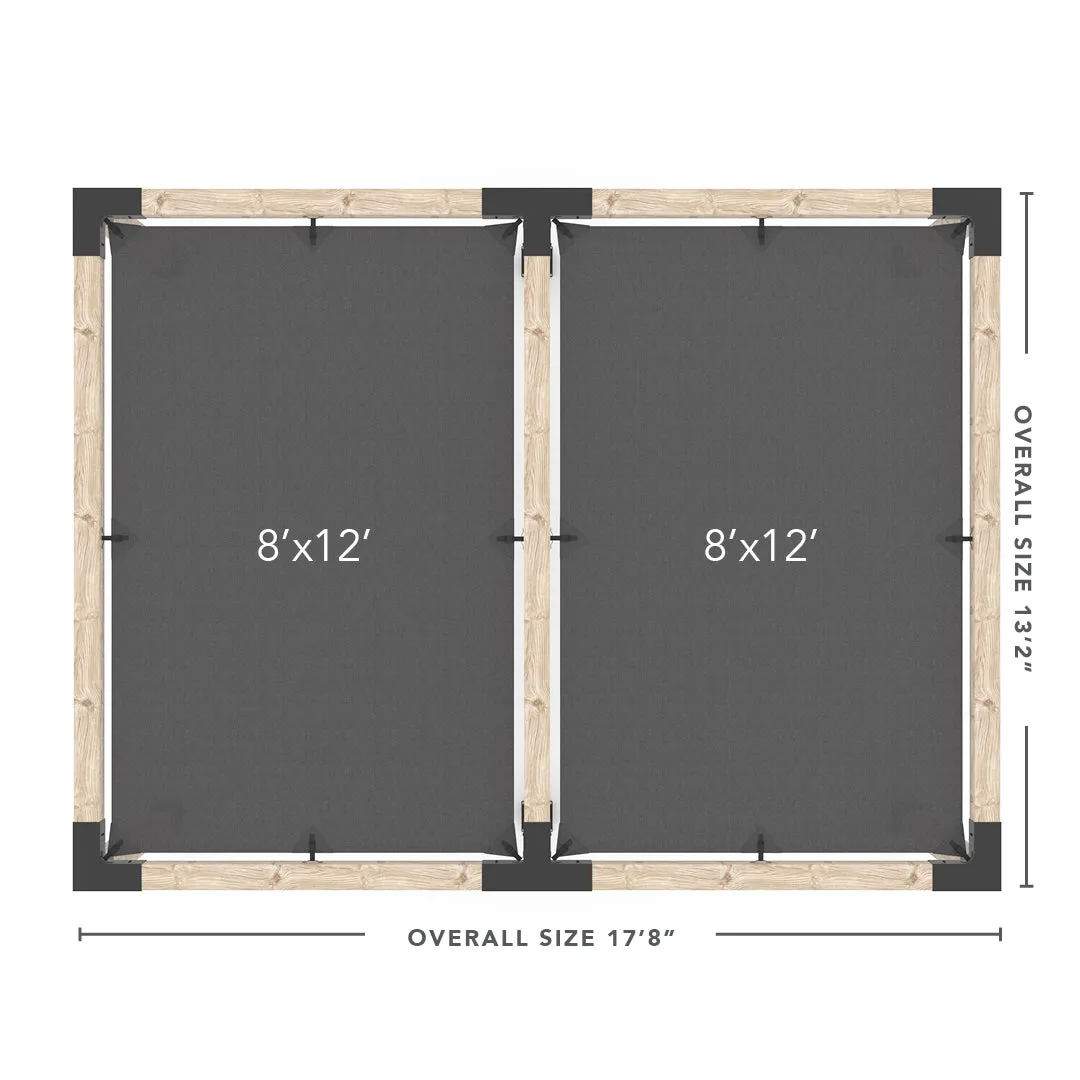 Double Pergola Kit with 2 SHADE SAILS for 6x6 Wood Posts