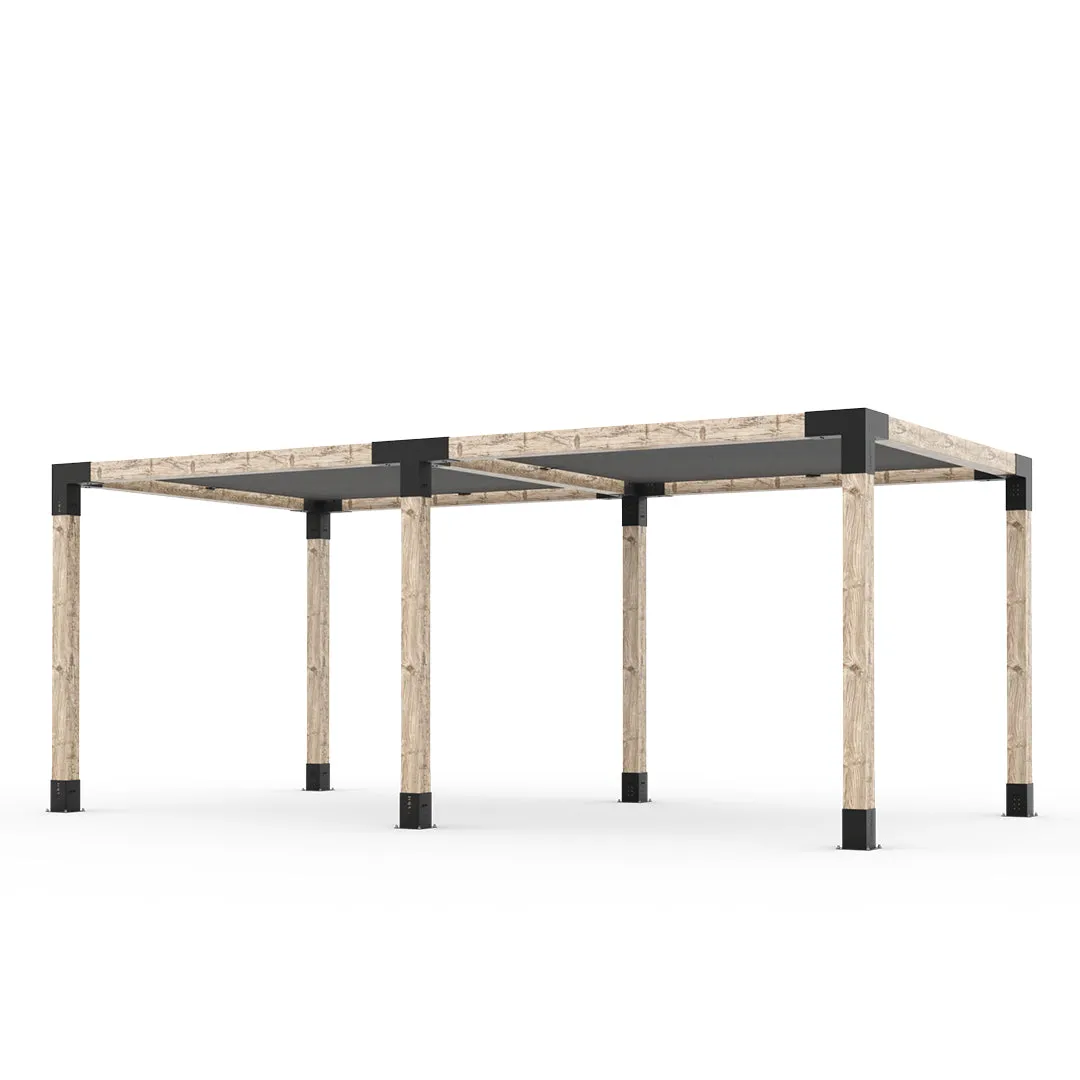Double Pergola Kit with 2 SHADE SAILS for 6x6 Wood Posts