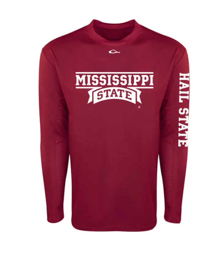 Drake- SD-MSU-1250- Mississippi State L/S Performance Shirt- Maroon
