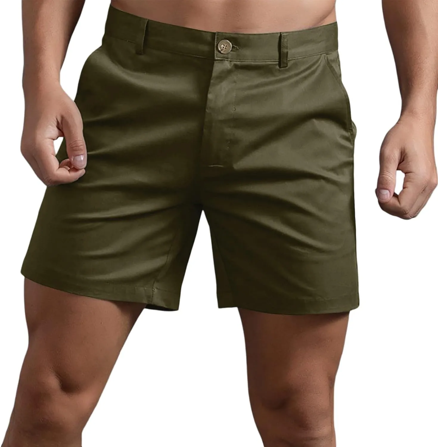 Dressy Short Pants for Men Cotton Slim Fit Mid Waist Flat Front Shorts Stretchy Causal Summer Dailywear Leisure Short Pants