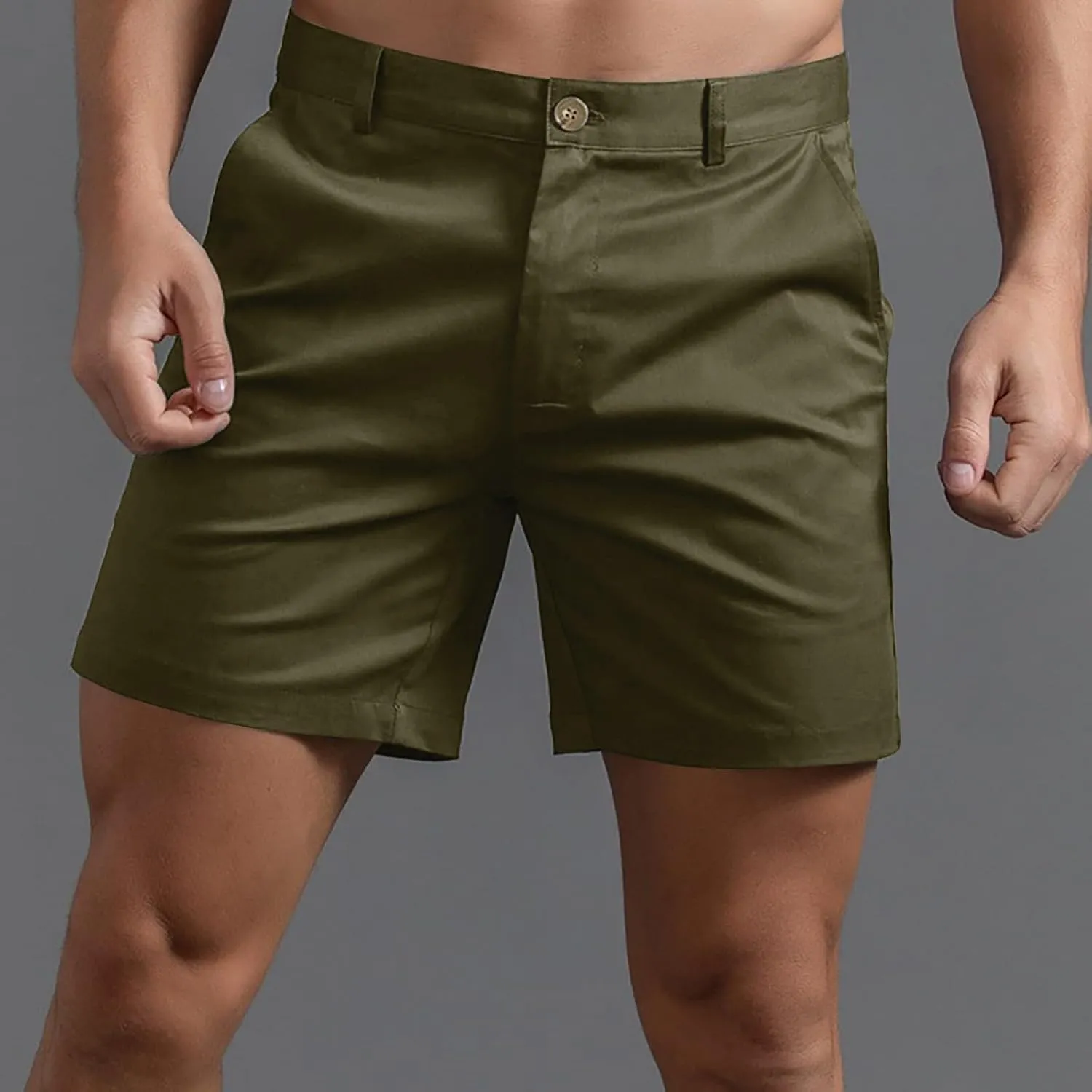 Dressy Short Pants for Men Cotton Slim Fit Mid Waist Flat Front Shorts Stretchy Causal Summer Dailywear Leisure Short Pants