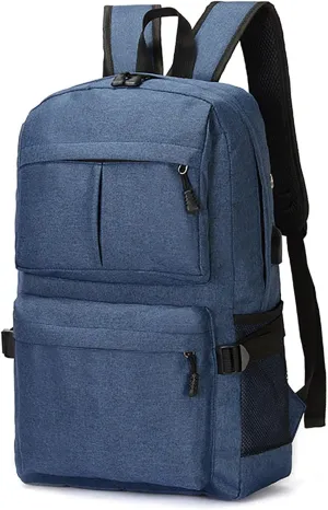Durable Oxford Business Travel Backpack with 15.6-Inch Laptop Compartment (Blue)