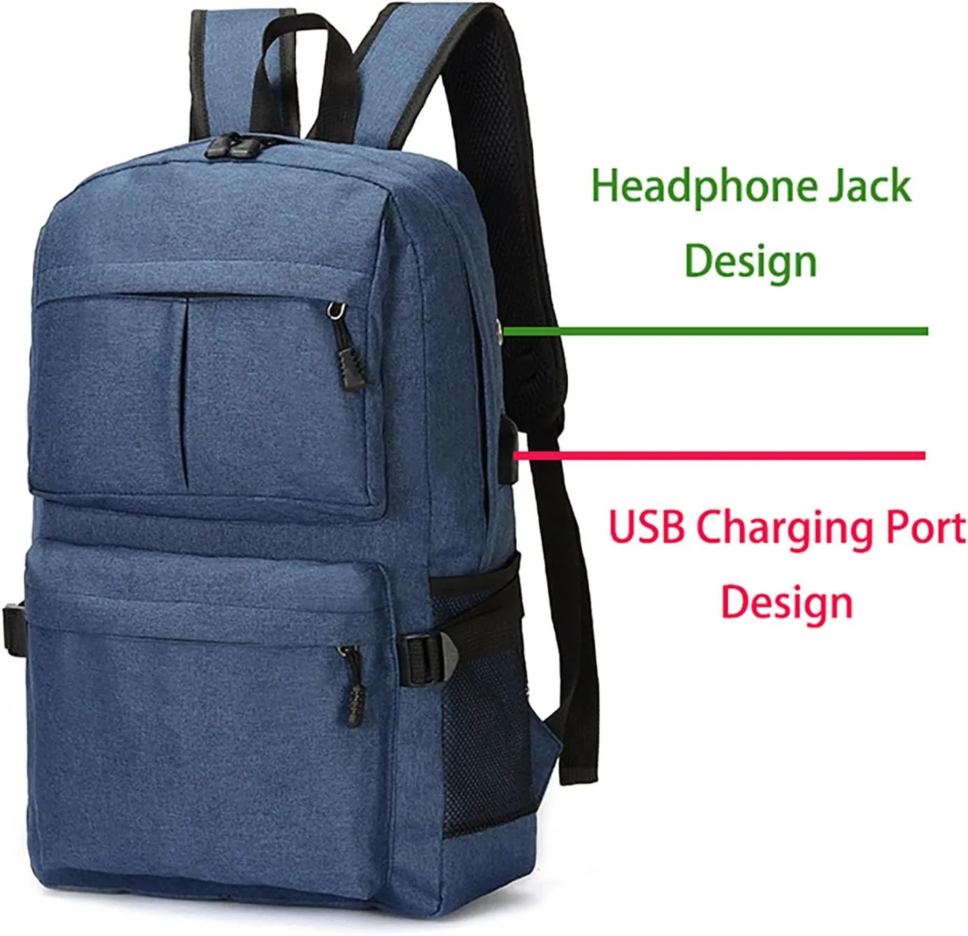 Durable Oxford Business Travel Backpack with 15.6-Inch Laptop Compartment (Blue)