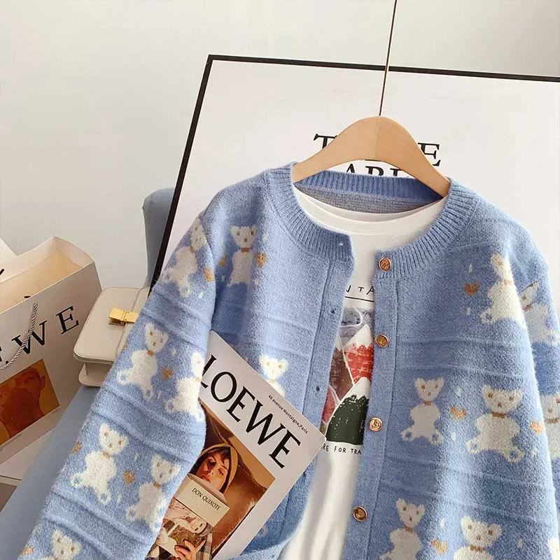 Early Bear Outer Wear Loose Knit women's Cardigan