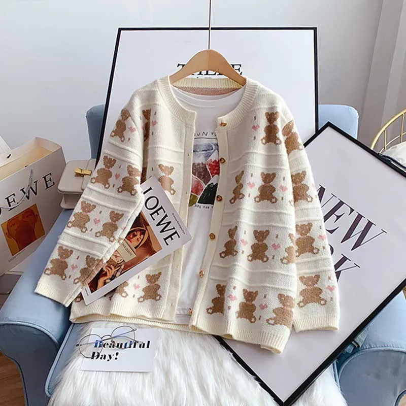 Early Bear Outer Wear Loose Knit women's Cardigan