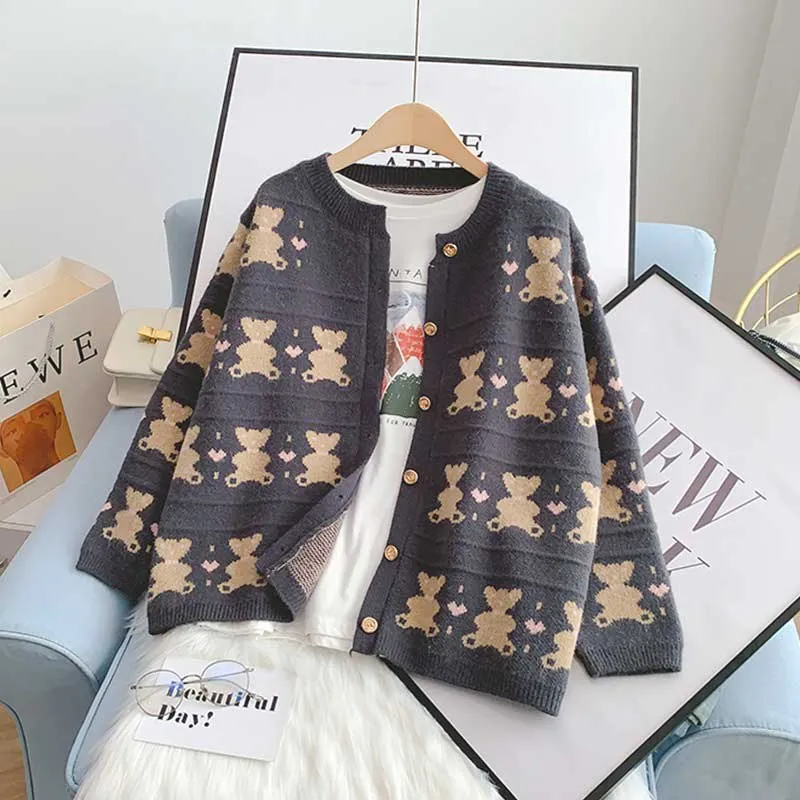 Early Bear Outer Wear Loose Knit women's Cardigan