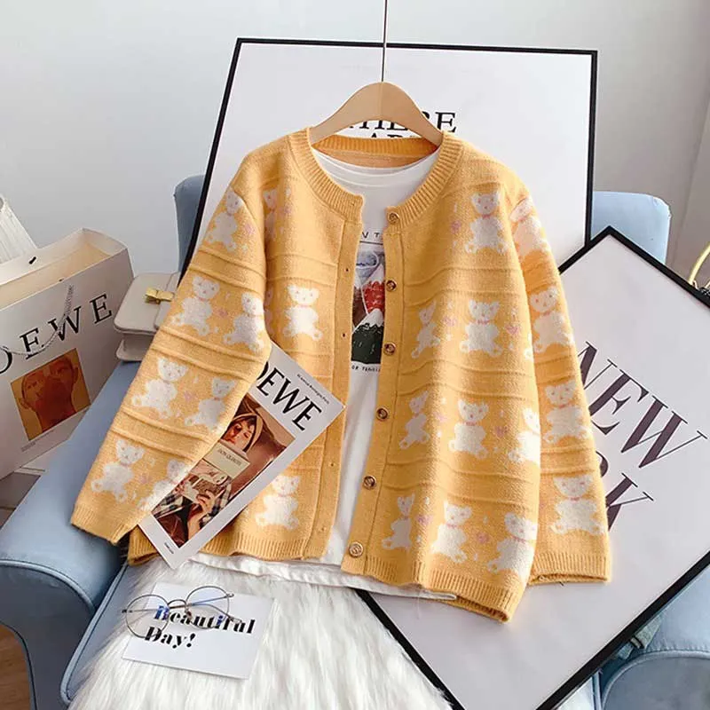 Early Bear Outer Wear Loose Knit women's Cardigan