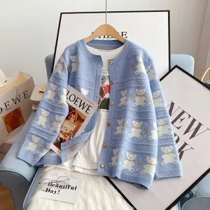 Early Bear Outer Wear Loose Knit women's Cardigan