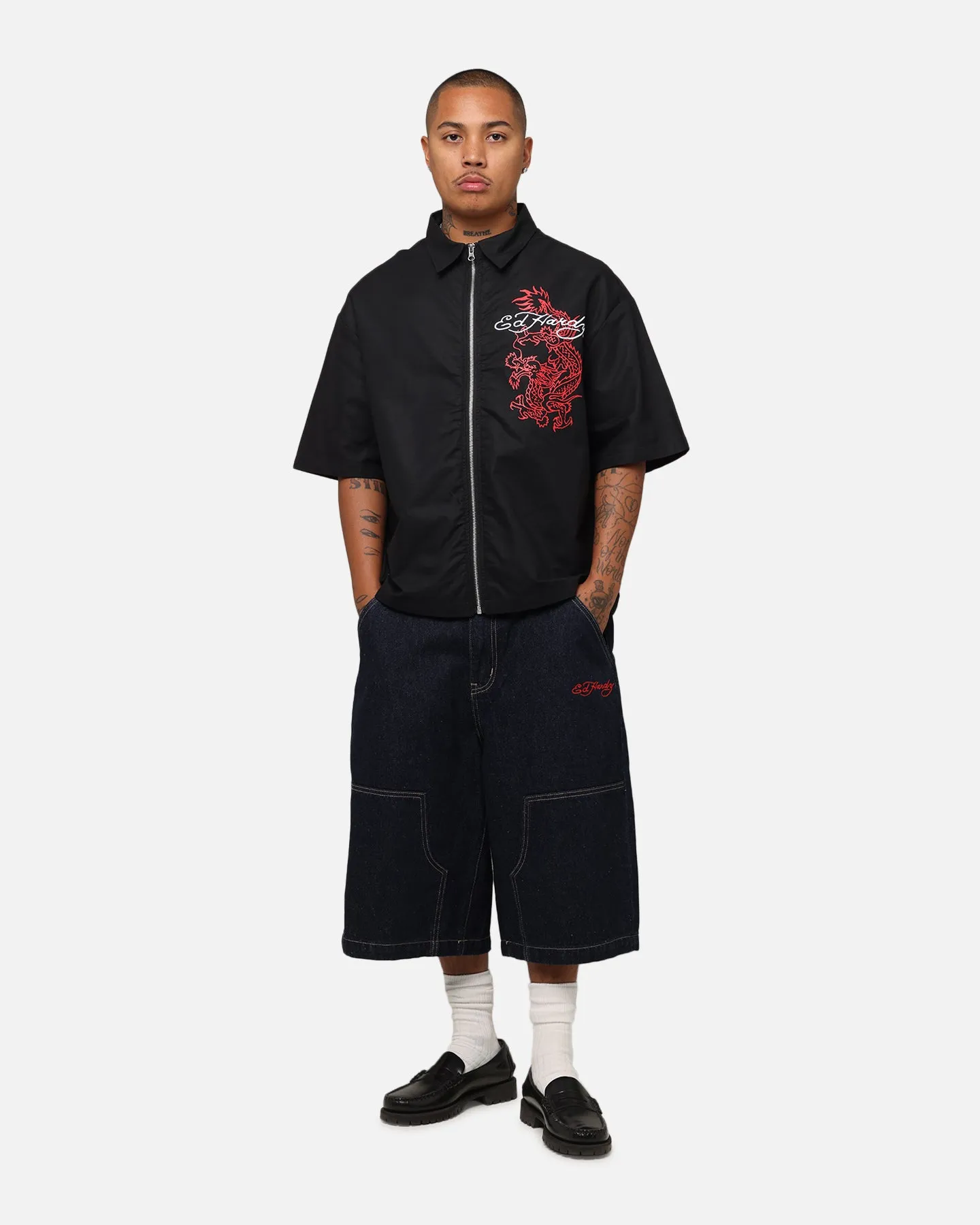 Ed Hardy Dragon Zip Shirt Black
