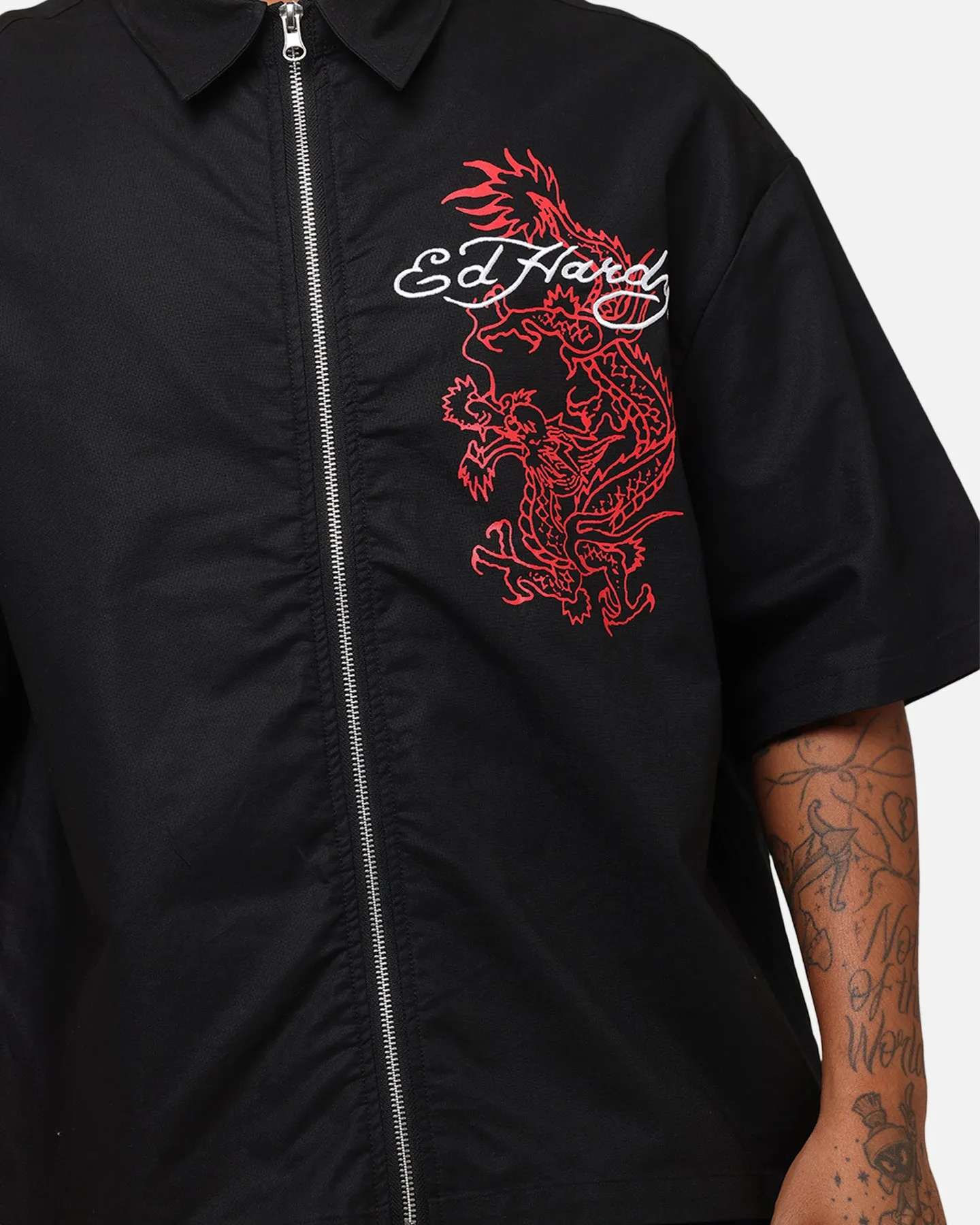 Ed Hardy Dragon Zip Shirt Black