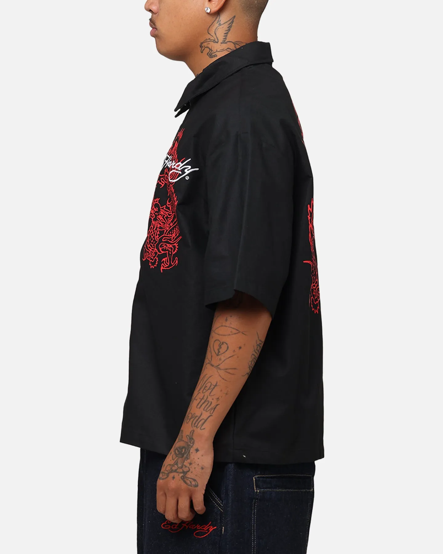 Ed Hardy Dragon Zip Shirt Black