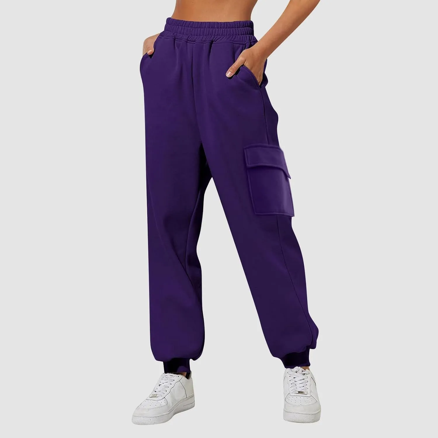 Elastic Ankle Baggy Sweatpants Joggers Women Cinch Bottom High Waist Cargo Pants Oversized Y2k Trouser with Pockets