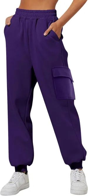 Elastic Ankle Baggy Sweatpants Joggers Women Cinch Bottom High Waist Cargo Pants Oversized Y2k Trouser with Pockets