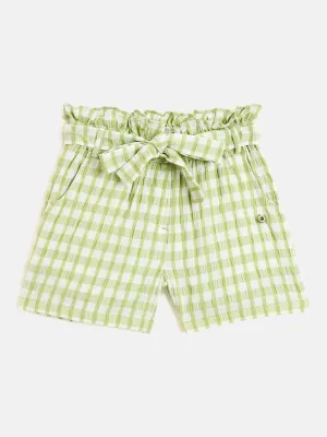 Elle Kids Green Relaxed Fit Checks Shorts