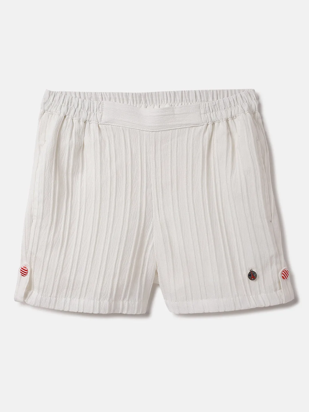 Elle Kids White Relaxed Fit Solid Shorts
