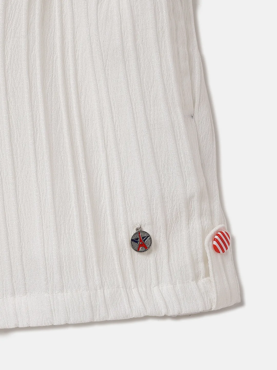 Elle Kids White Relaxed Fit Solid Shorts