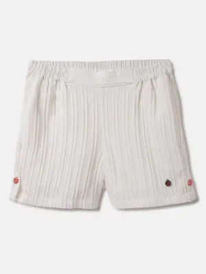 Elle Kids White Relaxed Fit Solid Shorts