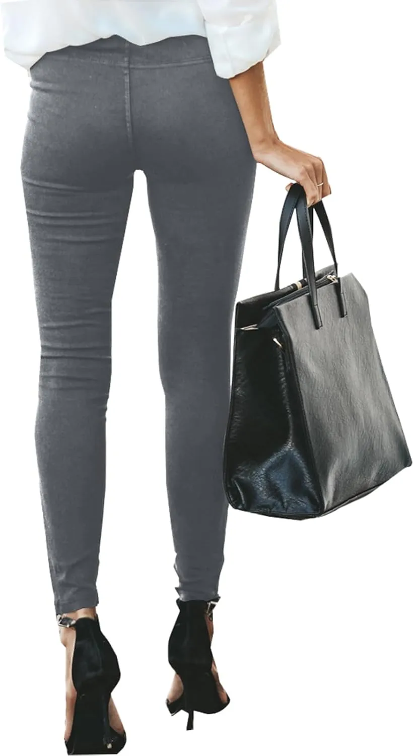 eoeioa Plus Size Leggings with Pockets for Women High Waisted Stretch Skinny Zipper Cropped Pencil Pants Stripe Tights Pants