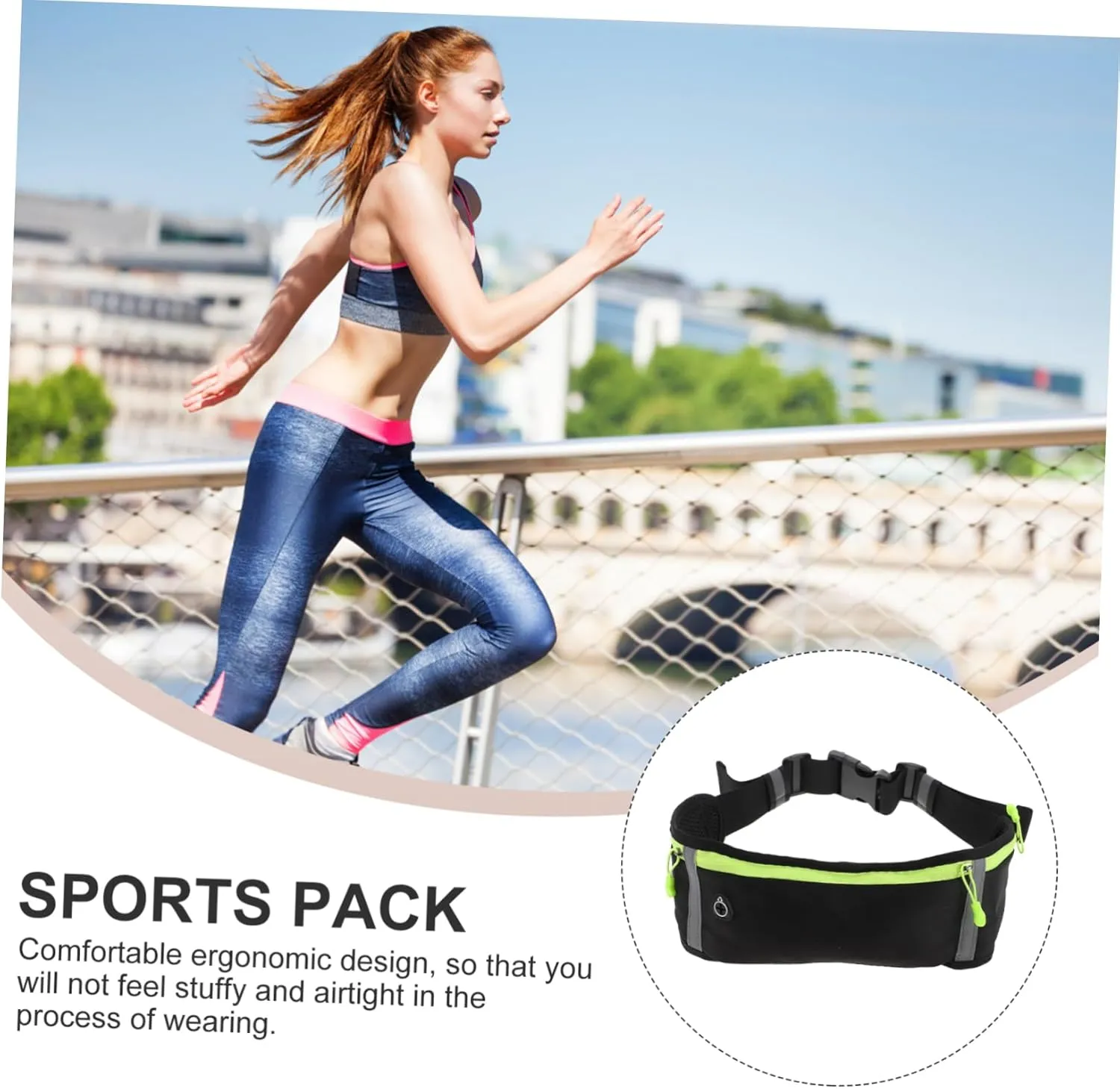 Ergonomic Running Waist Pack Leakproof Universal Fit Sports Music Bag Comfortable Design Reflective Safety