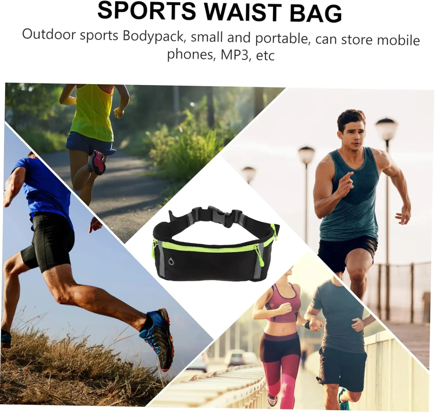 Ergonomic Running Waist Pack Leakproof Universal Fit Sports Music Bag Comfortable Design Reflective Safety