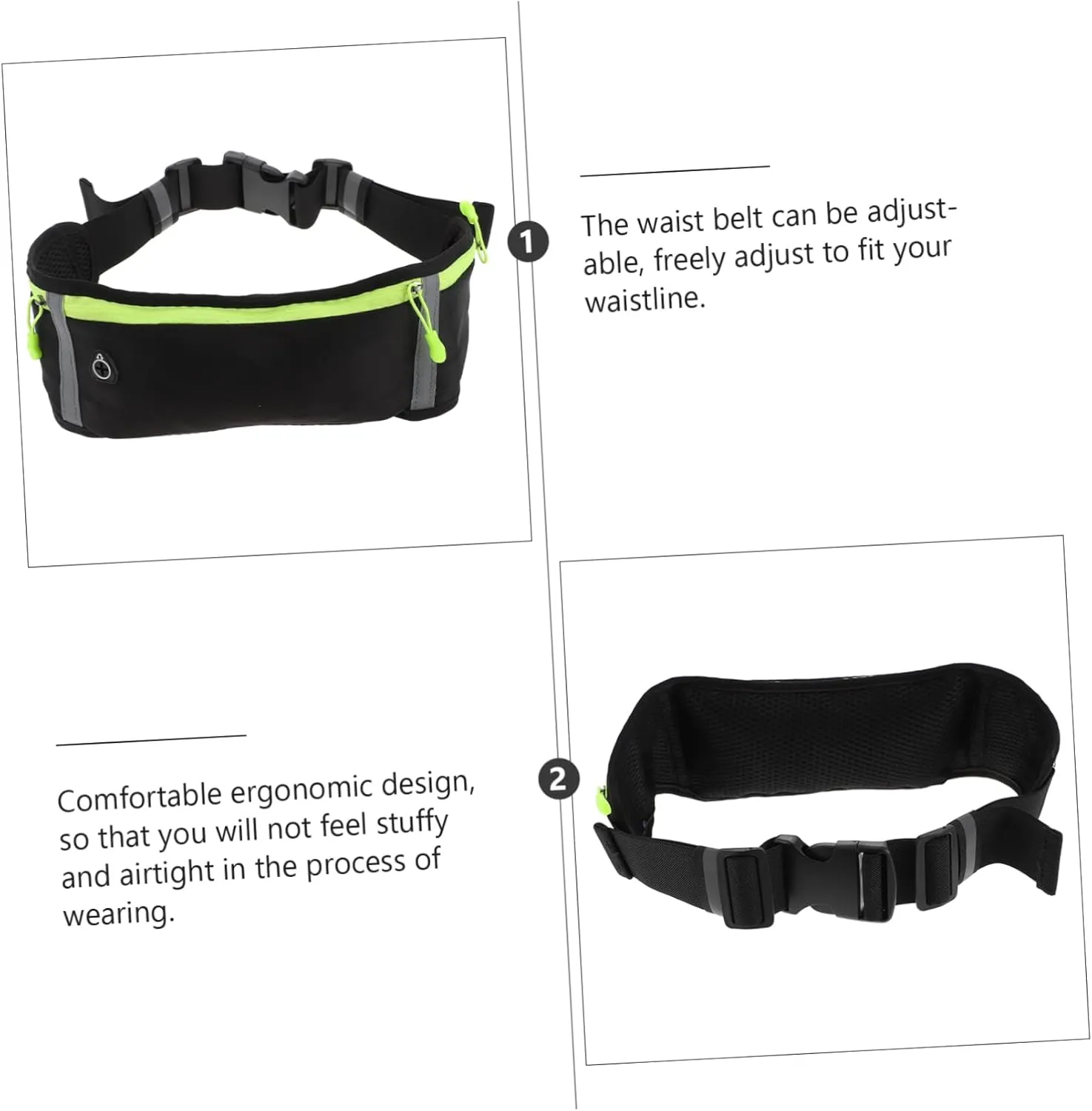 Ergonomic Running Waist Pack Leakproof Universal Fit Sports Music Bag Comfortable Design Reflective Safety
