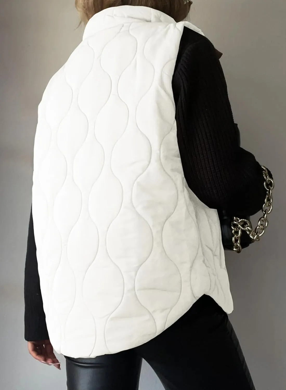 EVALESS Cropped Puffer Vest Women Lightweight Quilted Stand Collar Sleeveless Jackets Fall Spring 2025 Button Zip Up Coat