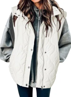 EVALESS Cropped Puffer Vest Women Lightweight Quilted Stand Collar Sleeveless Jackets Fall Spring 2025 Button Zip Up Coat