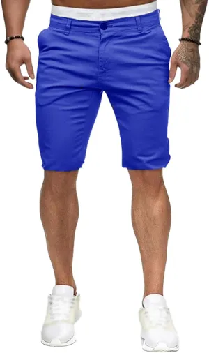 evzosrz Chino Shorts for Men Fashion Summer Button Stretch Golf Short Pants Solid Color Slim Fit Business Comfy Golf Shorts