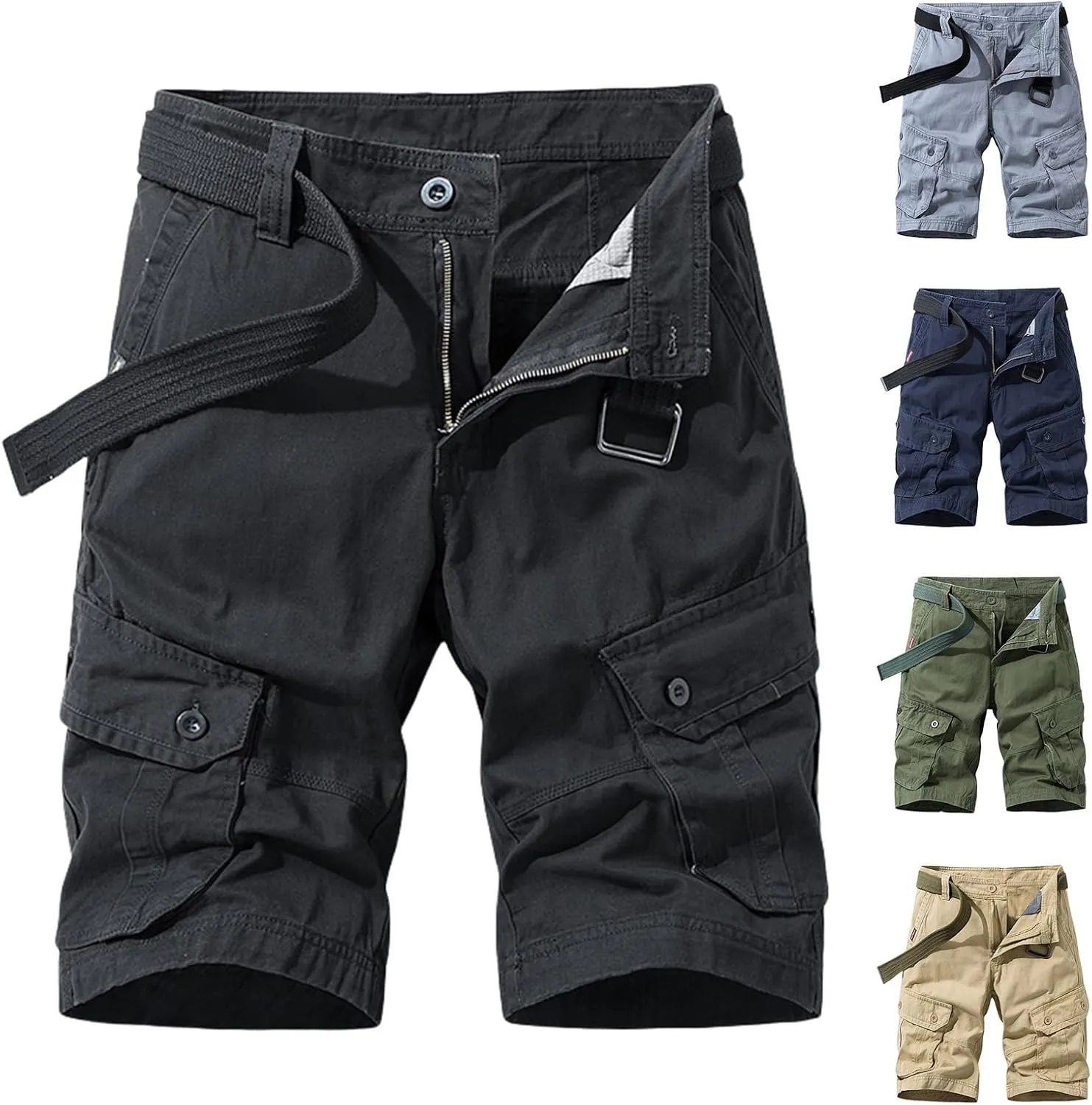 evzosrz Hiking Cargo Shorts for Men, Slim Fit Tactical Military Work Short Summer Y2K Pants Outdoor Lightweight Multi Pockets