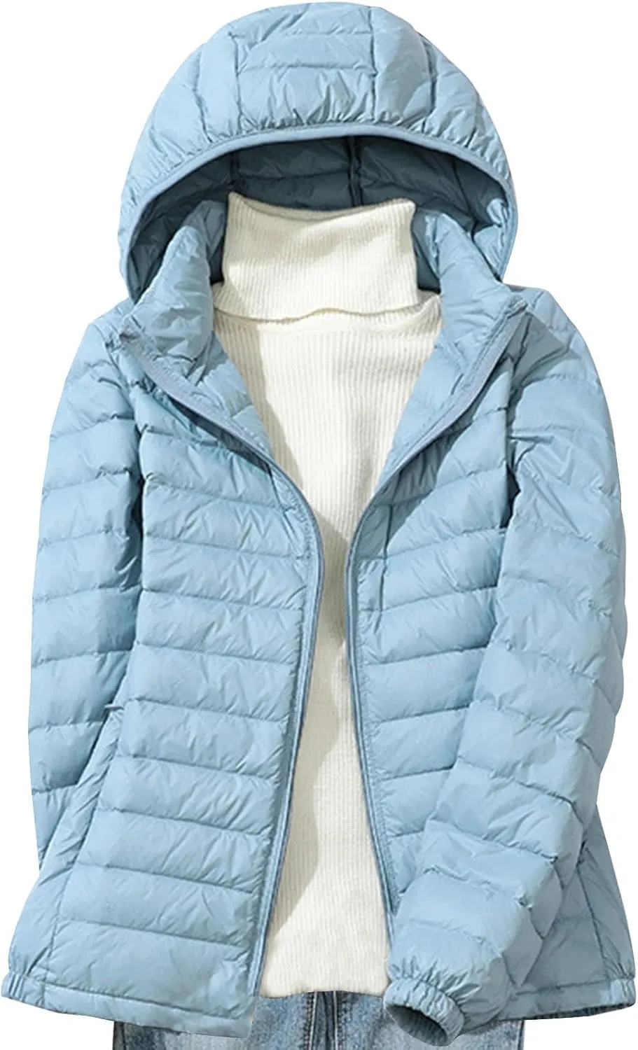 Firzero Winter Warm Women Down Jackets Plus Size Lightweight Packable Puffer Coats Trendy Hooded Coat Outwear Windbreaker