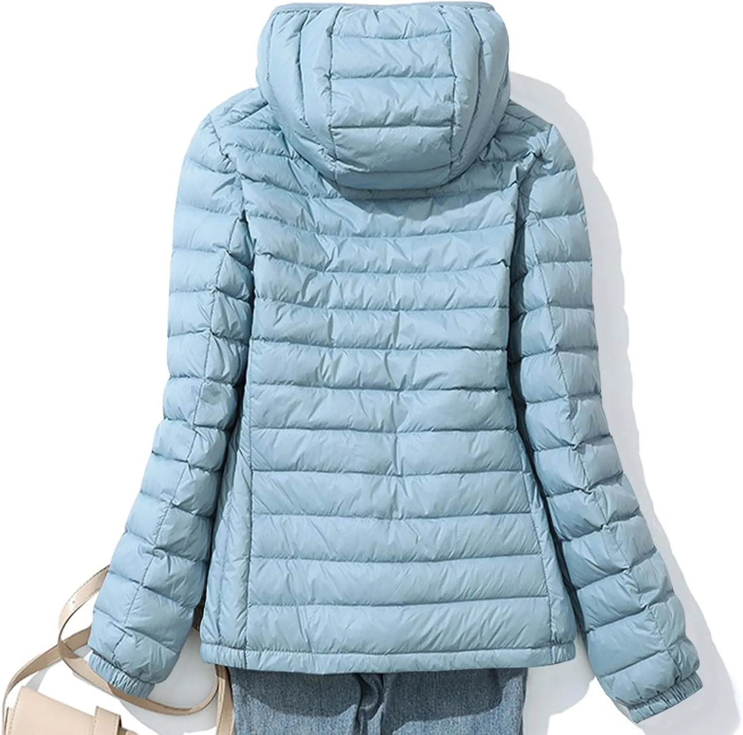 Firzero Winter Warm Women Down Jackets Plus Size Lightweight Packable Puffer Coats Trendy Hooded Coat Outwear Windbreaker