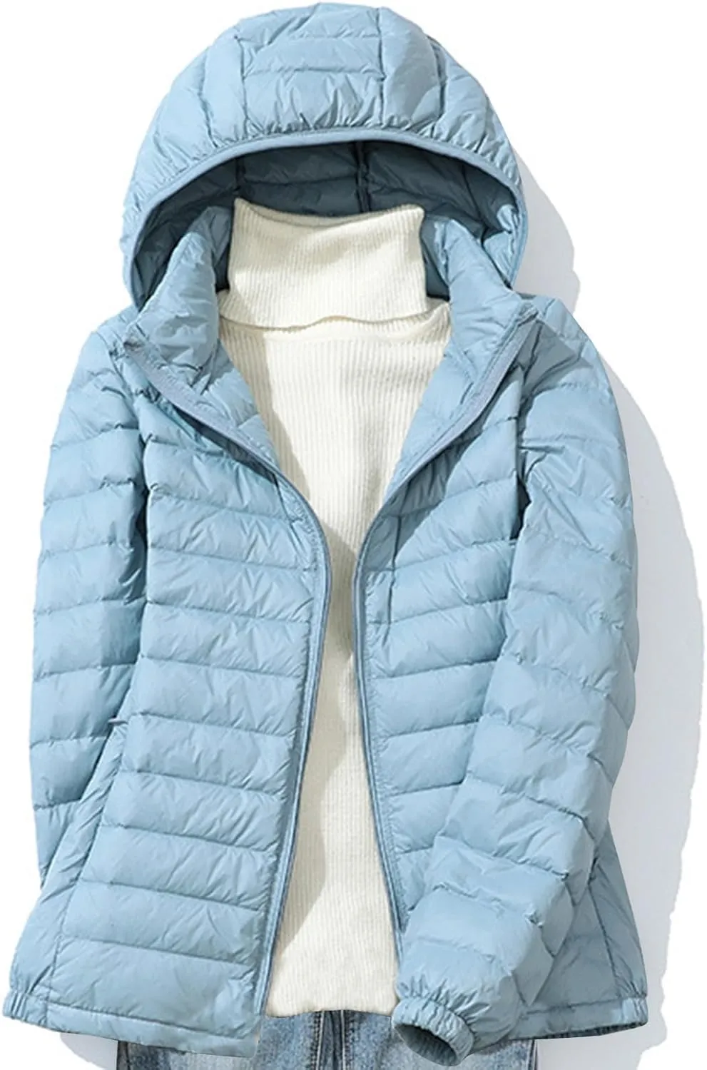 Firzero Winter Warm Women Down Jackets Plus Size Lightweight Packable Puffer Coats Trendy Hooded Coat Outwear Windbreaker