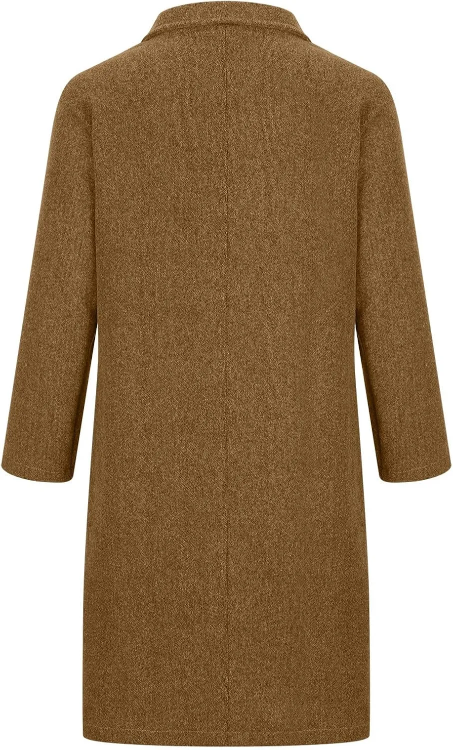 Firzero Women's Notch Lapel Double Breasted Coats, Casual Solid Color Mid-Long Warm Faux Wool Blend Pea Coat
