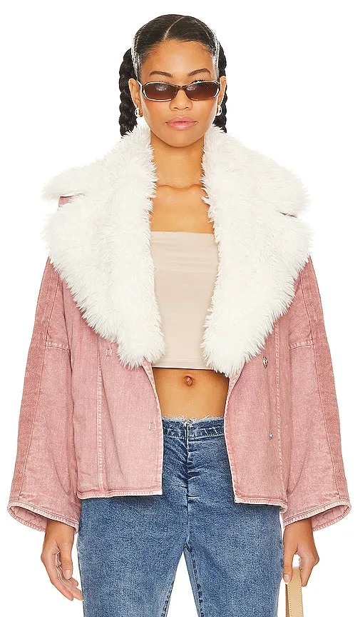 Free People Lola Denim Jacket in Mauve