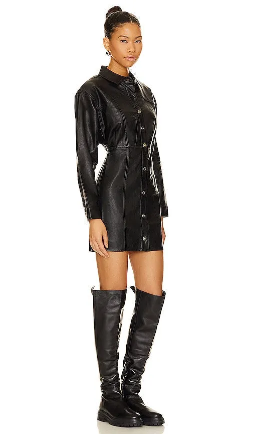 Free People x REVOLVE Amber Faux Leather Mini in Black