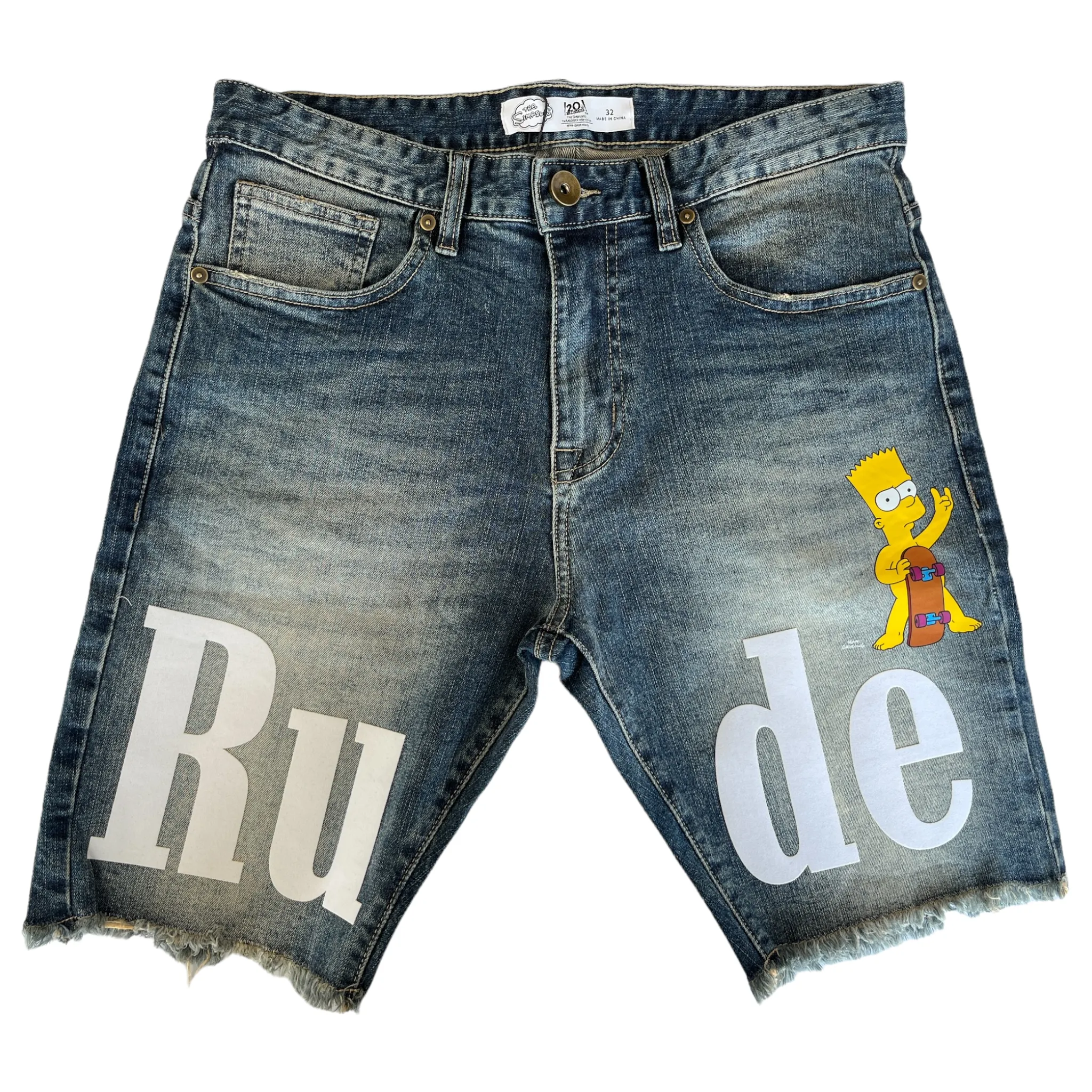 Freeze Max Men's Bart Simpson Rude Tee with Optional Denim Shorts