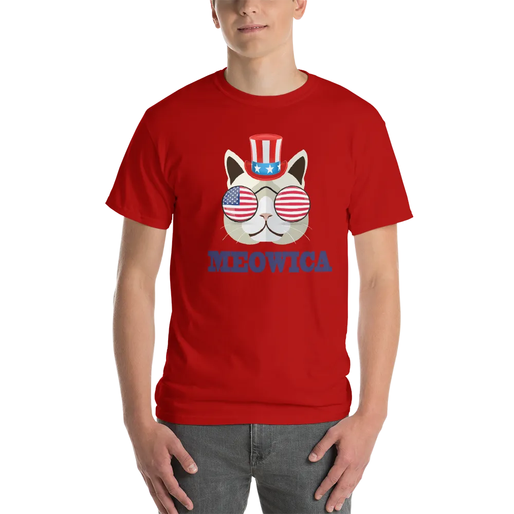 Funky Cat With Hat & Sunnies USA Blue Men's Tee