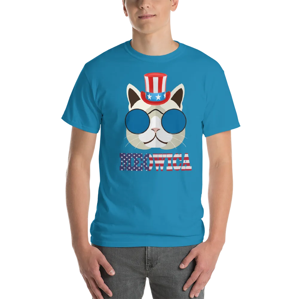 Funky Cat With Hat USA Men's Tee